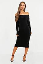 Boohoo Petite Slinky Bardot Midi Dress