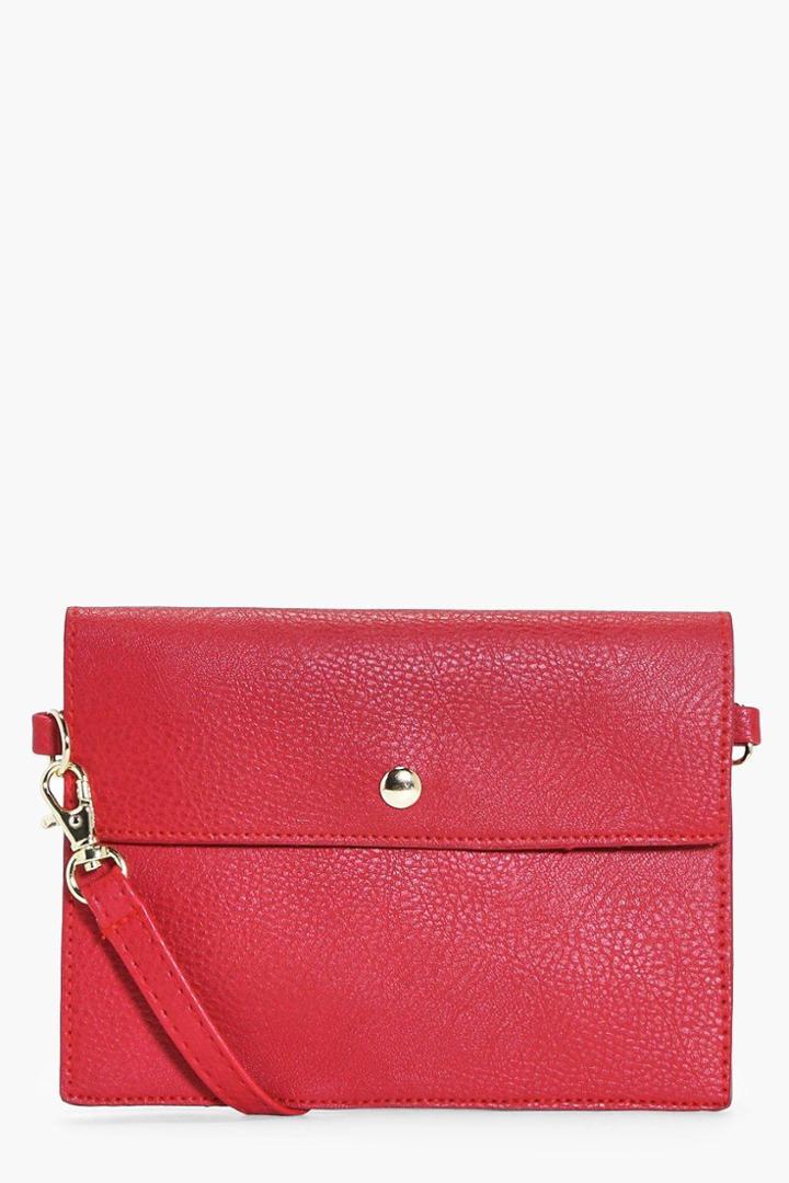 Boohoo Ivy Stud Fasten Cross Body Bag Red