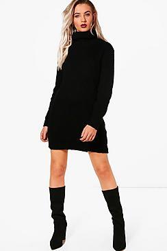 Boohoo Oversized Soft Knit Cowl Neck Jumper Dress