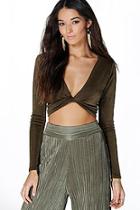 Boohoo Keara Premium Slinky Twist Front Crop