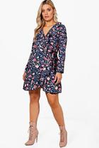 Boohoo Plus Lola Ruffle Wrap Dress