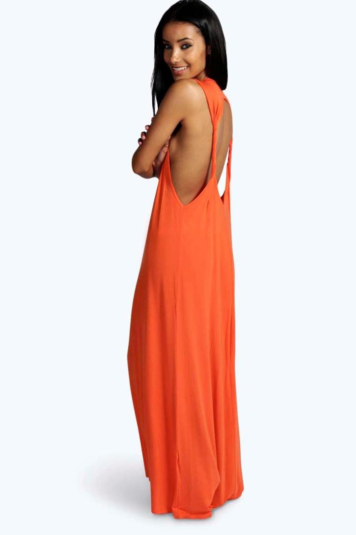 Boohoo Lola Twist Back Detail Maxi Dress Orange