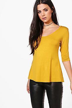 Boohoo Orla 3/4 Sleeve Wide Hem T-shirt