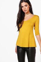 Boohoo Orla 3/4 Sleeve Wide Hem T-shirt
