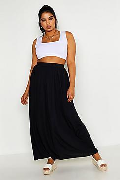 Boohoo Plus Rib Floor Sweeping Maxi Skirt