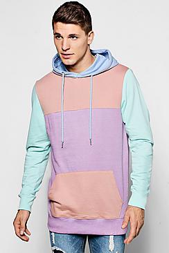 Boohoo Cut And Sew Panelled Colour Block Hoodie
