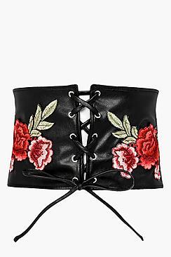 Boohoo Lexi Embroidered Corset Waist Belt