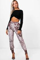 Boohoo Crushed Velvet Slouchy Relaxed Joggers