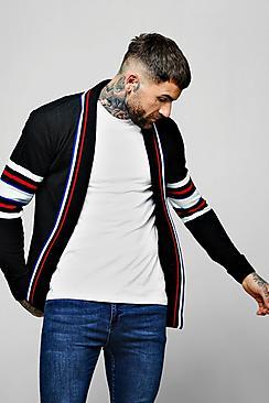 Boohoo Knitted Cardigan With Stripe Detail