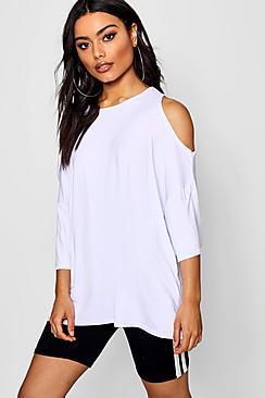 Boohoo Oversized Cold Shoulder T-shirt
