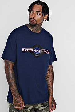 Boohoo Oversized International Man Print T-shirt