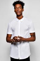 Boohoo Slim Fit Short Sleeve Stretch Shirt White