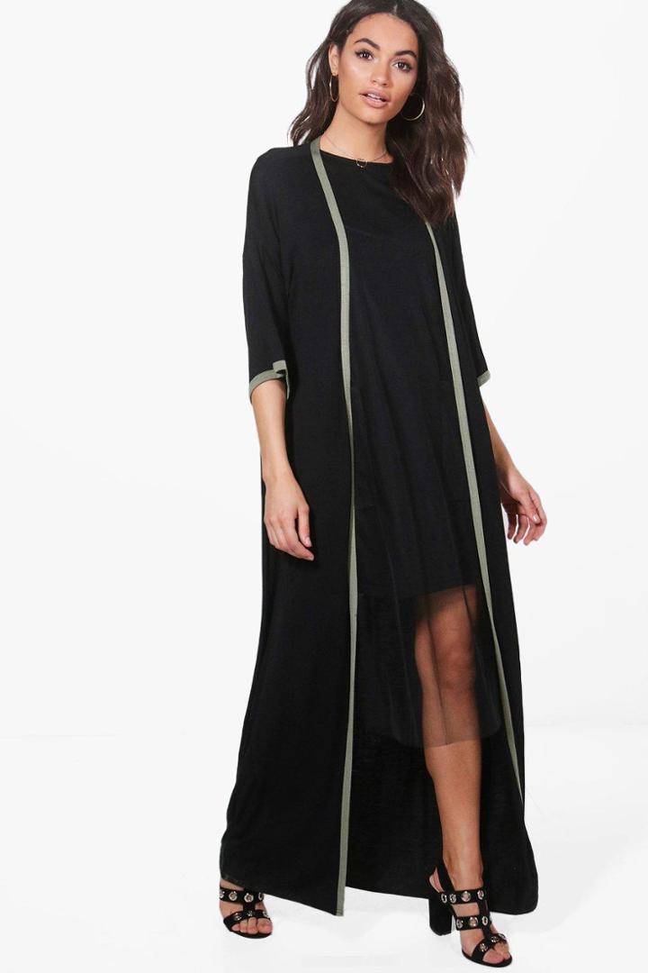 Boohoo Alicia Maxi Length Jersey Kimono Black