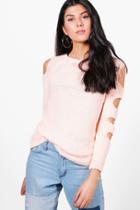 Boohoo Jessica Slash Sleeve Jumper Rose