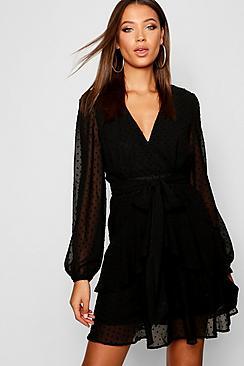 Boohoo Tall Ruffle Hem Chiffon Mini Dress