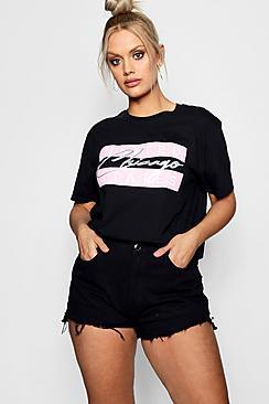 Boohoo Plus Ella Chicago Slogan T-shirt