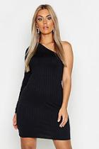 Boohoo Plus Ribbed One Shoulder Bodycon Dress