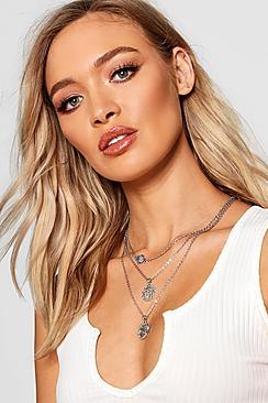 Boohoo Coin Pendant Layered Necklace