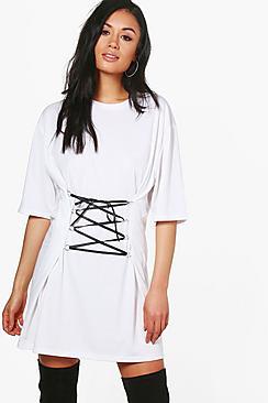 Boohoo Agatha Lace Up T-shirt Dress