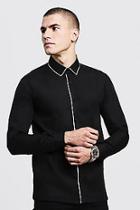 Boohoo Slim Fit Long Sleeve Shirt With Piping