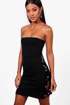 Boohoo Josie Micro Mini Sports Popper Bodycon Dress