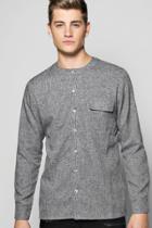 Boohoo Long Sleeve Utility Pocket Grandad Shirt Charcoal