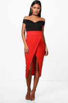 Boohoo Niamh Wrap Front High Waist Midi Skirt