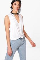 Boohoo Zoe Knot Front Choker Crop