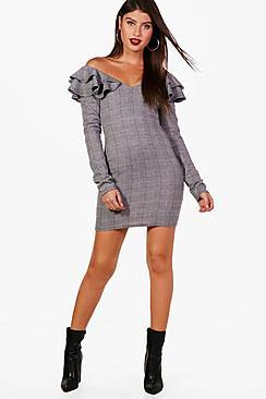 Boohoo Holly Prince Of Wales Check Bodycon Dress