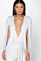 Boohoo Alexis Tailored Crepe Cape Grey
