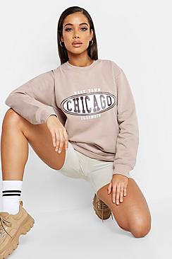 Boohoo Chicago Slogan Sweatshirt