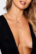 Boohoo Hannah Horn Plunge Layered Necklace