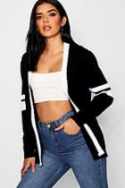 Boohoo Sports Stripe Knitted Cardigan