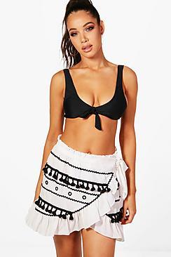 Boohoo Isabelle Frill Tassel Beach Skirt