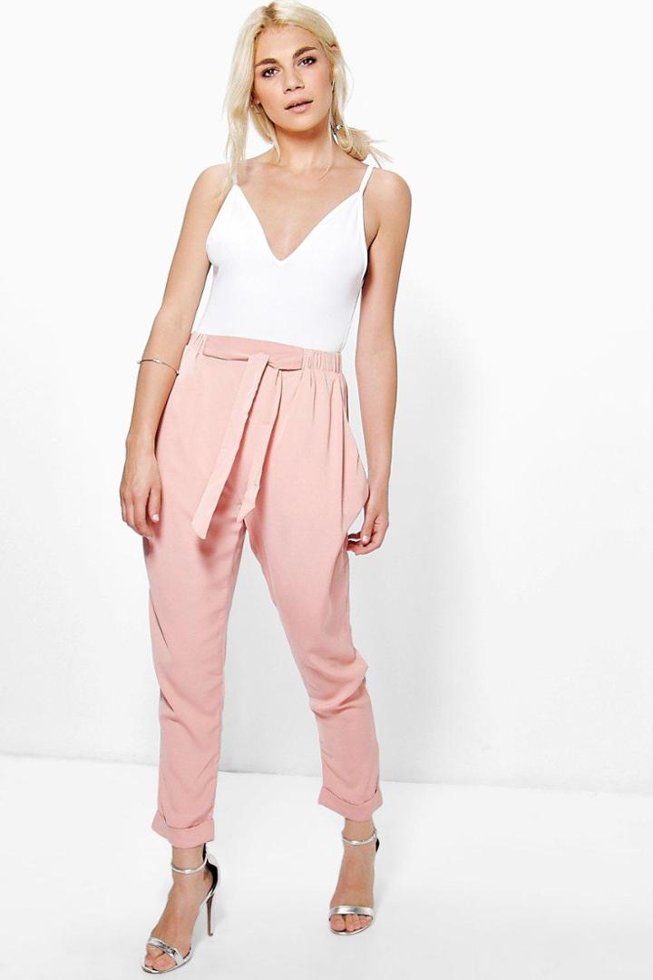 Boohoo Eva Drape Side Woven Tailored Joggers Blush