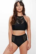 Boohoo Plus Lyndsay Crochet Insert High Waist Bikini