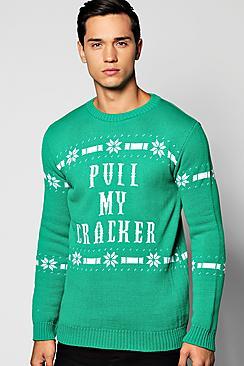 Boohoo Pull My Cracker Christmas Jumper