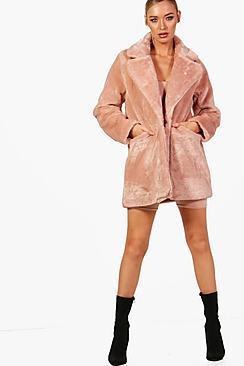 Boohoo Amy Collar Faux Fur Coat