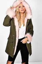 Boohoo Boutique Tia Detachable Faux Fur Cuff & Collar Parka