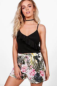 Boohoo Annabel Palm Print Shorts