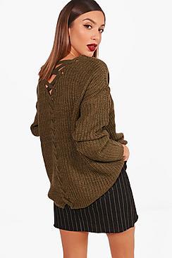 Boohoo Lattice Back Jumper