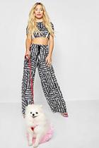 Boohoo Paris Hilton Printed Velour Trousers