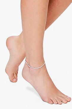 Boohoo Isabel Diamante Glass Stone Dainty Anklet