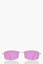 Boohoo Pink Lens Rectangle Skinny Sunglasses
