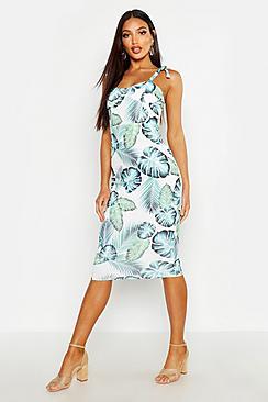 Boohoo Cupped Palm Print Midi Dress
