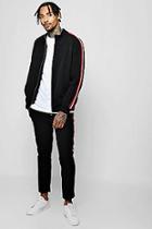 Boohoo Crepe Smart Bomber Tracksuit With Tapings