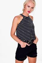 Boohoo Rebecca Stripe Cut Away Swing Top