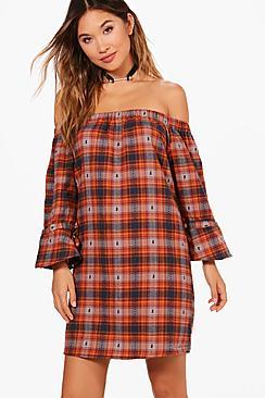Boohoo Connie Checked Shirt Dress