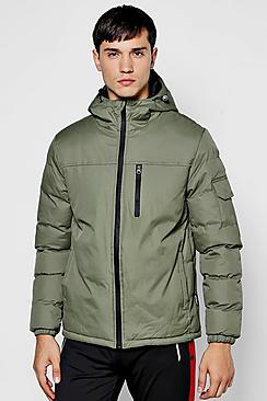 Boohoo Quilted Coat With Arm Pocket