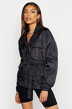 Boohoo Belted Double Pocket Sports Jacket